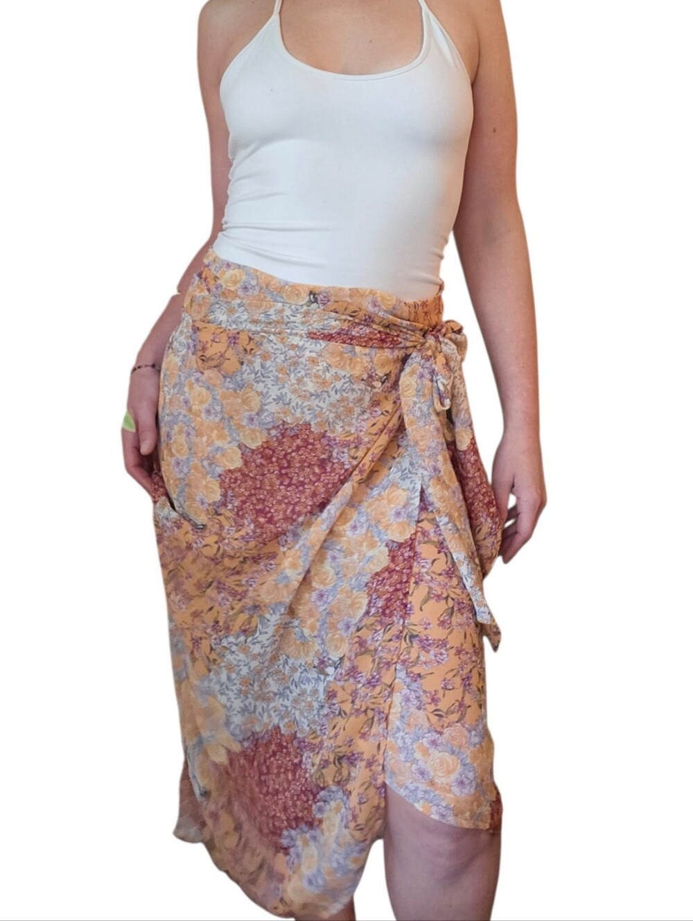 NWT floral wrap midi skirt